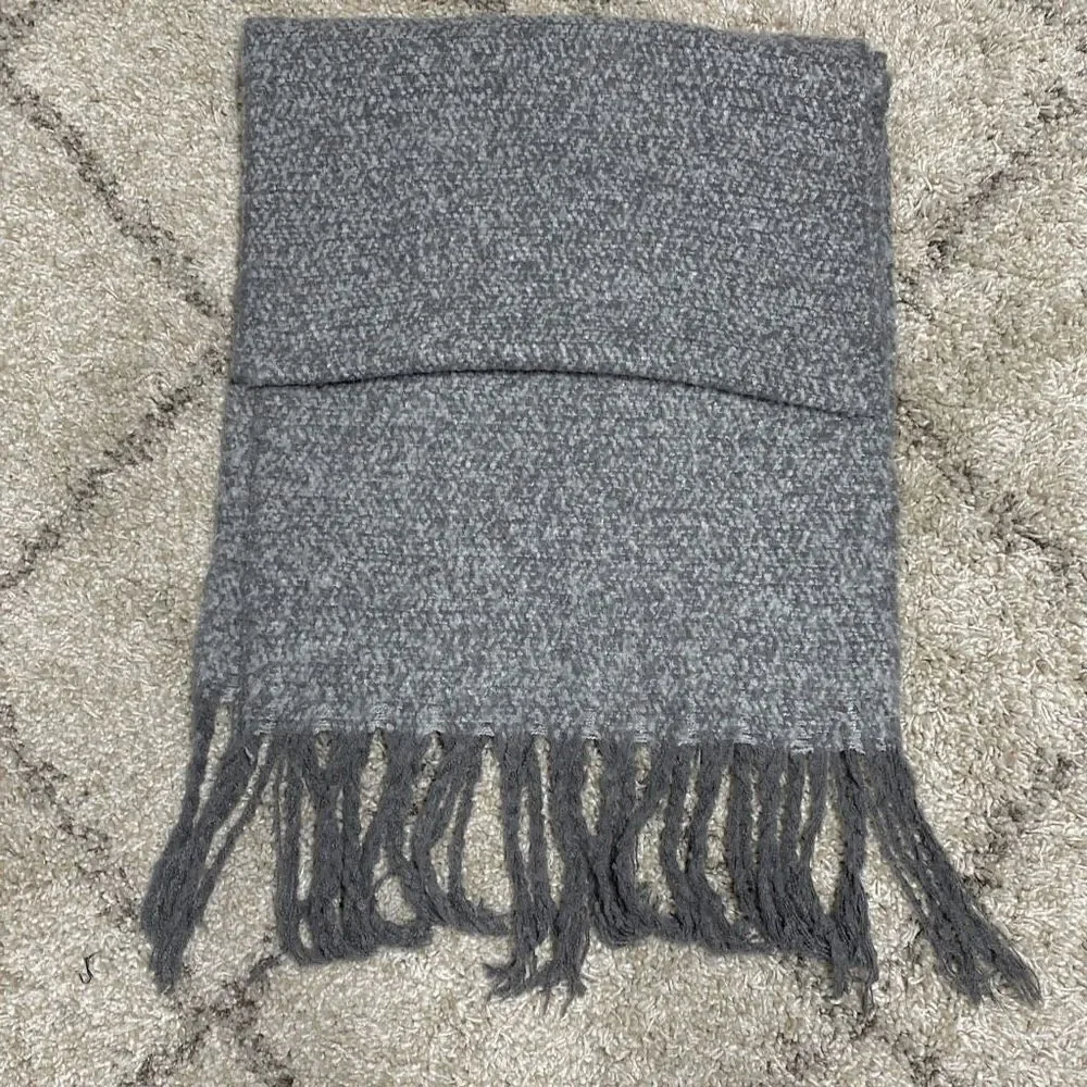 Gray Wide Super Soft Tassel Scarf Wrap